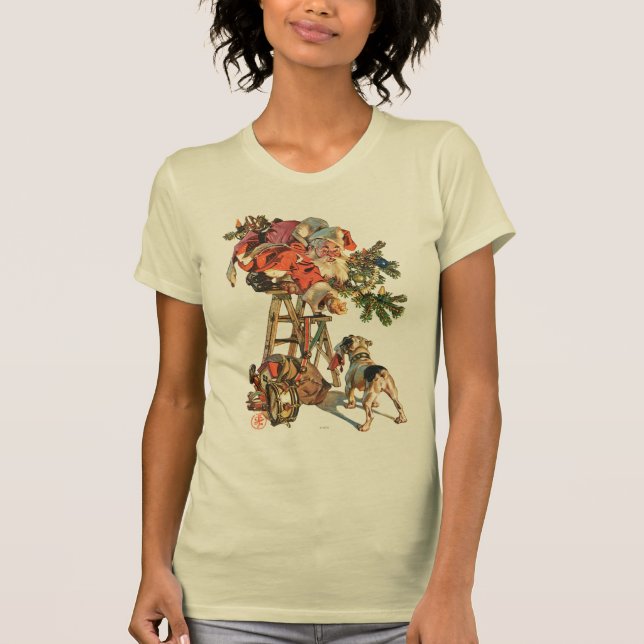 Camiseta Santa encima de una escalera (Anverso)