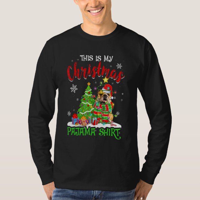 Camiseta Santa English Bulldog Dog This Is My Christmas Paj (Anverso)