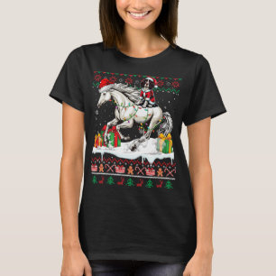 Camiseta Santa English Springer Spaniel Riing Horse Xmas S