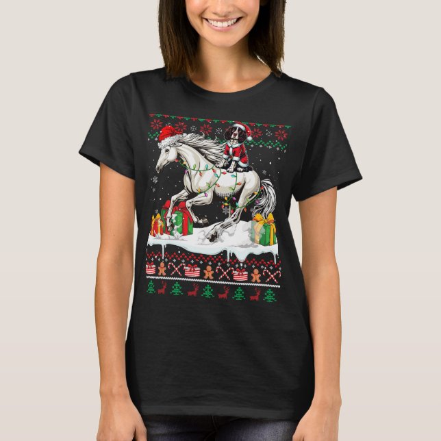 Camiseta Santa English Springer Spaniel Riing Horse Xmas S (Anverso)