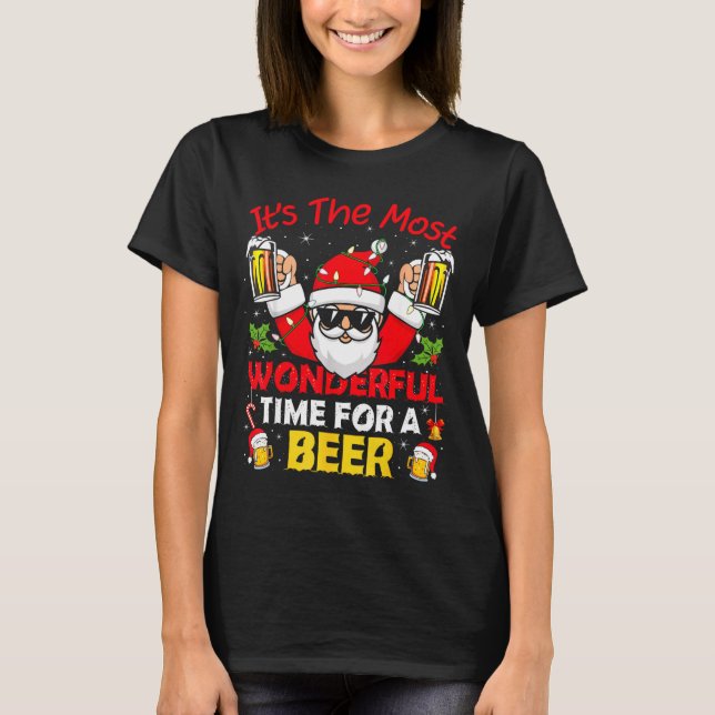 Camiseta Santa Es El Momento Más Maravilloso Para Una Cerve (Anverso)