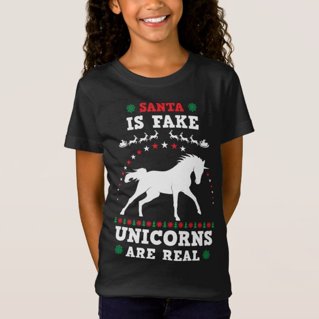 Camiseta Santa Es Una Falsa Unicornio Es Realmente Fea Chri (Anverso)