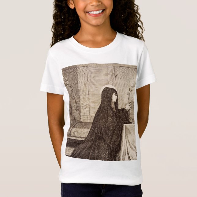 Camiseta Santa Escolástica Patrona de la escuela (Anverso)