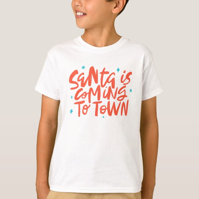 Camiseta Santa está llegando al diseño de las vacaciones en (Anverso)