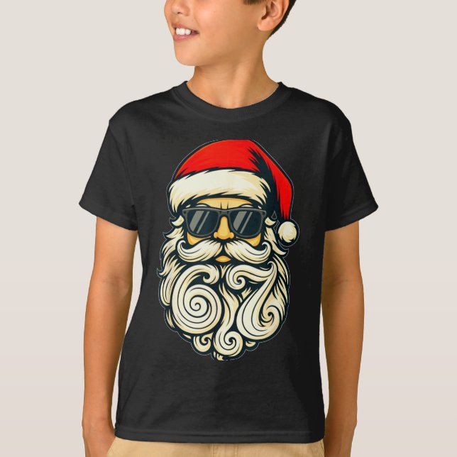 Camiseta Santa Face Retro Sungles 6 7 Christmas 67 Santa Si (Anverso)