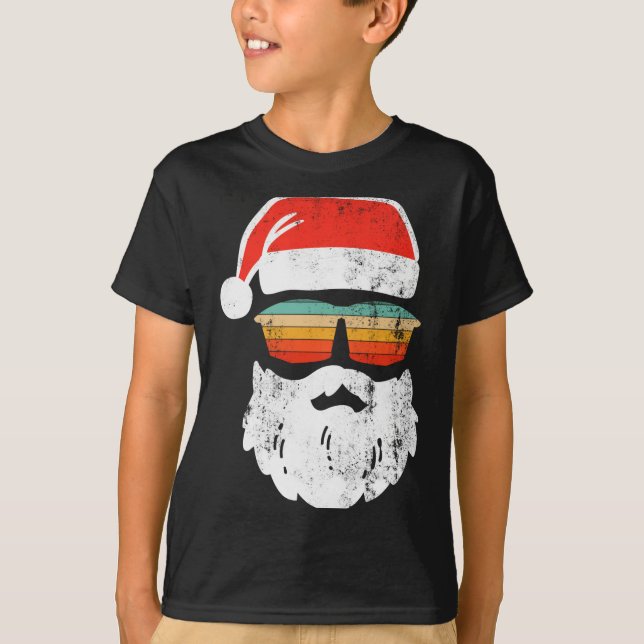 Camiseta Santa Face Retro Sungles Christmas Xmas  (Anverso)