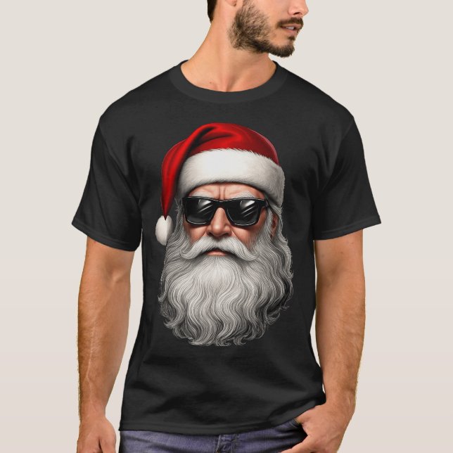 Camiseta Santa Face Retro Sungles Funny Christmas Pajama Me (Anverso)