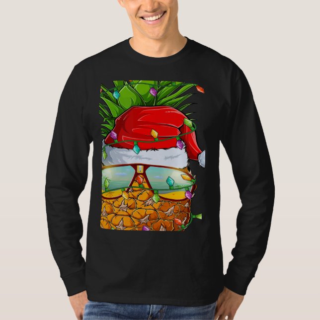 Camiseta Santa Fat Pineapple Glasses Xmas Lights Pineapple  (Anverso)
