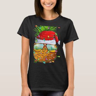 Camiseta Santa Fat Pineapple Glasses Xmas Lights Pineapple