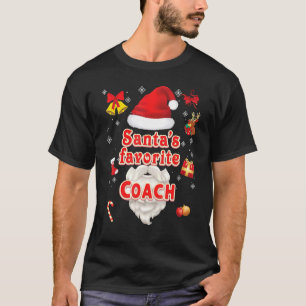 Camiseta Santa Favorite Coach Christmas Cute Santa Face Swe