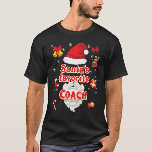 Camiseta Santa Favorite Coach Christmas Cute Santa Face Swe (Anverso)