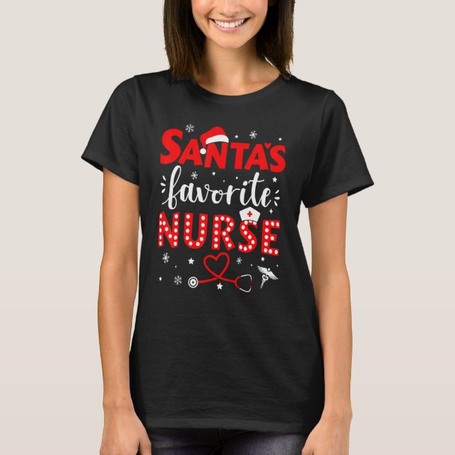 Camiseta Santa favorite nurse for christmas in hospital 2 (Anverso)