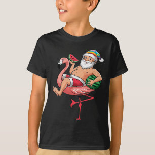 Camiseta Santa Flamingo Flotador Navidad En Julio Sandía