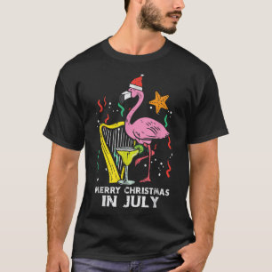 Camiseta Santa Flamingo Harp Feliz Navidad En Julio Cute S