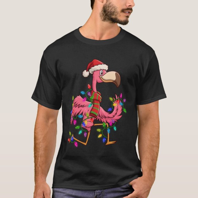 Camiseta Santa Flamingo Iluminación FA La divertida danza N (Anverso)