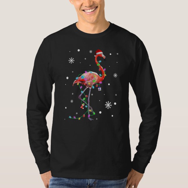 Camiseta Santa Flamingo Luz de árbol Pajama Matanza Christm (Anverso)