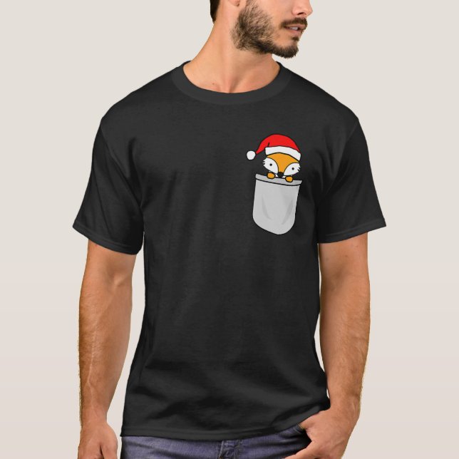 Camiseta Santa Fox Pocket Funny Cute Navidades (Anverso)