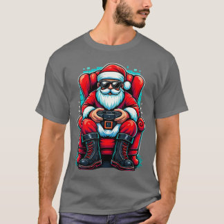 Camiseta Santa Gamer de Navidad vintage