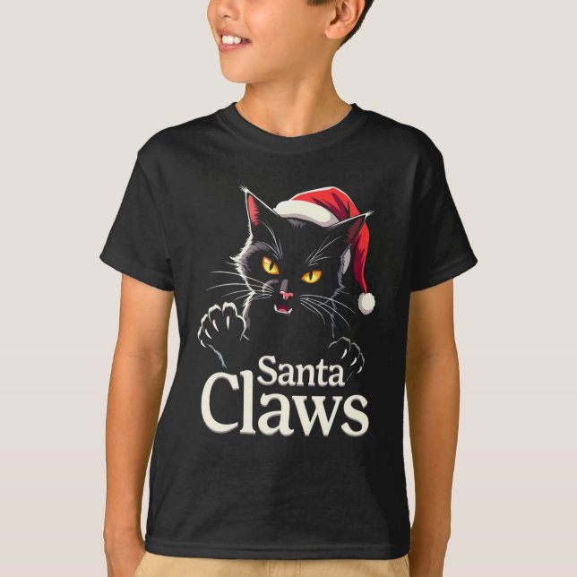 Camiseta Santa Garras – Diseño Divertido de Gato Negro de N (Anverso)