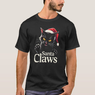 Camiseta Santa Garras – Diseño Divertido de Gato Negro de N
