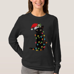 Camiseta Santa Gato Enfrentado En Árbol De Navidad Enciende