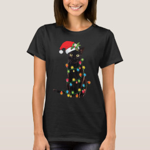 Camiseta Santa Gato Enfrentado En Árbol De Navidad Enciende