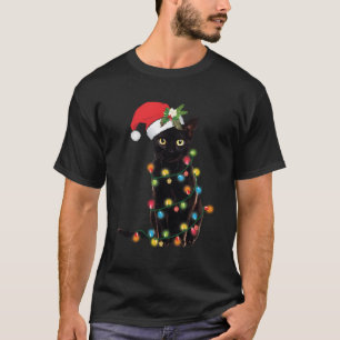 Camiseta Santa Gato Negro Enfrentado En Luces