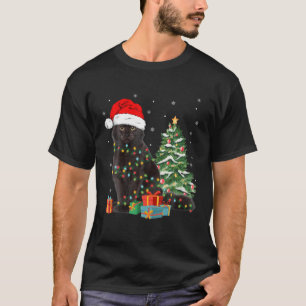 Camiseta Santa Gato Negro Enfrentado En Navidades Enciende 