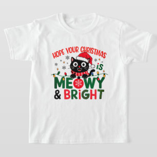 Camiseta Santa Gato Negro Meowy & Bright Navidad Niñas