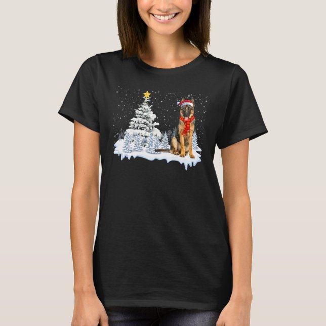 Camiseta Santa German Shepherd Funny Xmas Tree Santa German (Anverso)