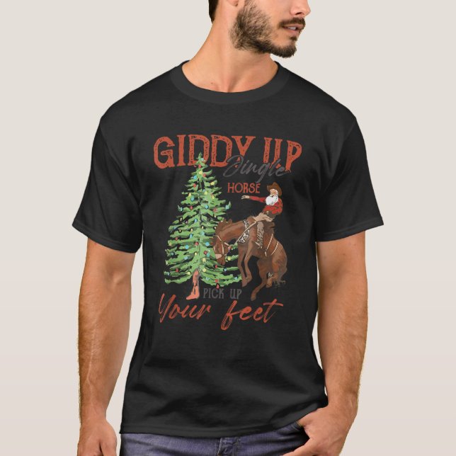 Camiseta Santa Giddy Up Jingle Horse Coge Tu Pies Cowb (Anverso)