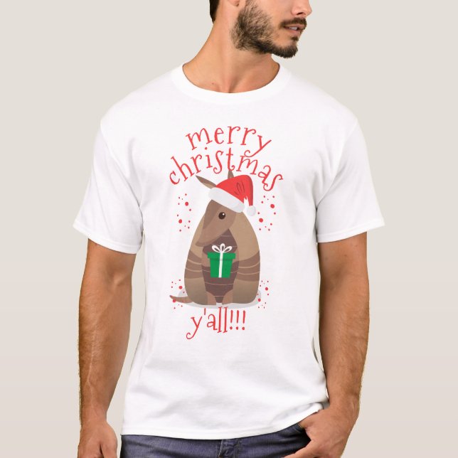 Camiseta Santa Gift Giving Armadillo Texas (Anverso)