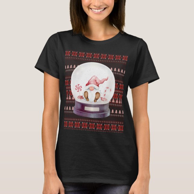 Camiseta Santa Gnome, Navidades feos en un globo de nieve (Anverso)