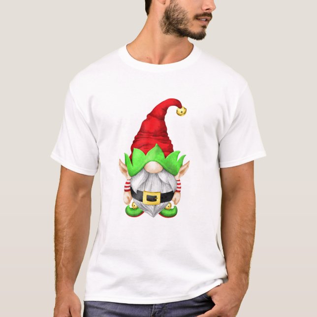 Camiseta Santa Gnomie Cuidada Con Oídos De Madera De Navida (Anverso)