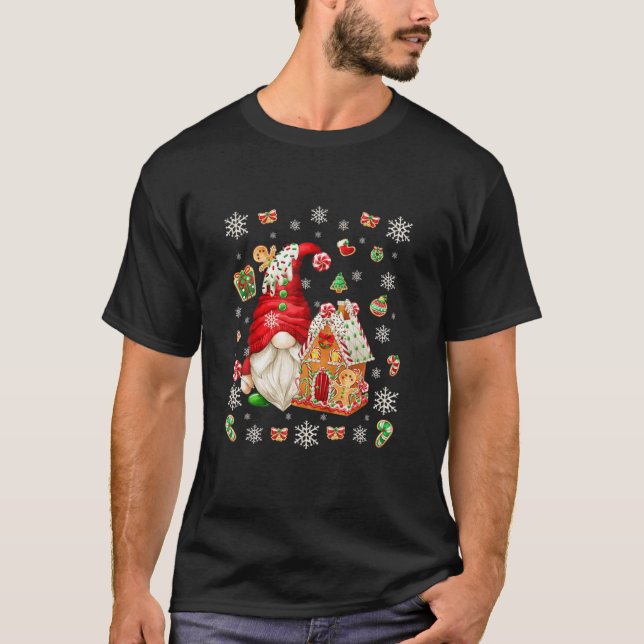 Camiseta Santa Gnomie Cuta Con Casa De Gingerbread (Anverso)