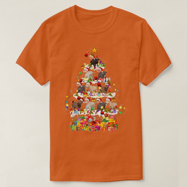 Camiseta Santa Goat Árbol de Navidad Curte Navidades Luces  (Diseño del anverso)