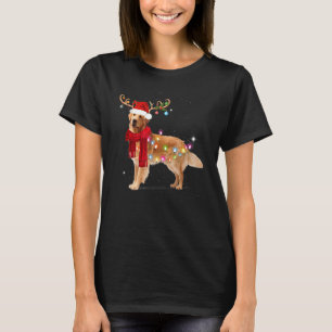 Camiseta Santa Golden Retriever Dog Magnífica luz de reno