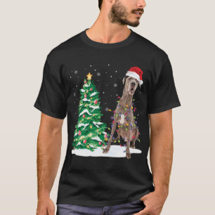 Camiseta Santa Great Dane Dog Christmas Tree Light Funny Xm