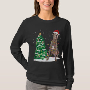 Camiseta Santa Great Dane Dog Christmas Tree Light Funny Xm