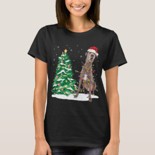 Camiseta Santa Great Dane Dog Christmas Tree Light Funny Xm