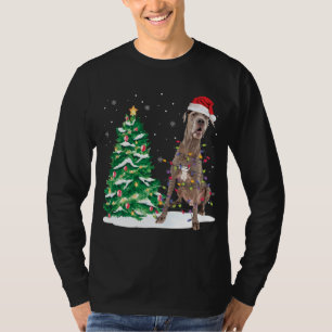 Camiseta Santa Great Dane Dog Christmas Tree Light Funny Xm