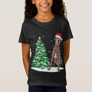 Camiseta Santa Great Dane Dog Christmas Tree Light Funny Xm