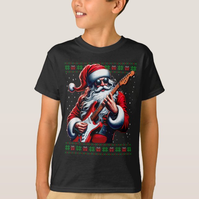 Camiseta Santa Guitar Musician Guitarist Ugly Christmas Swe (Anverso)