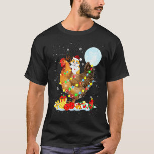 Camiseta Santa Hámster Montando Pollo Reno Navidad Li
