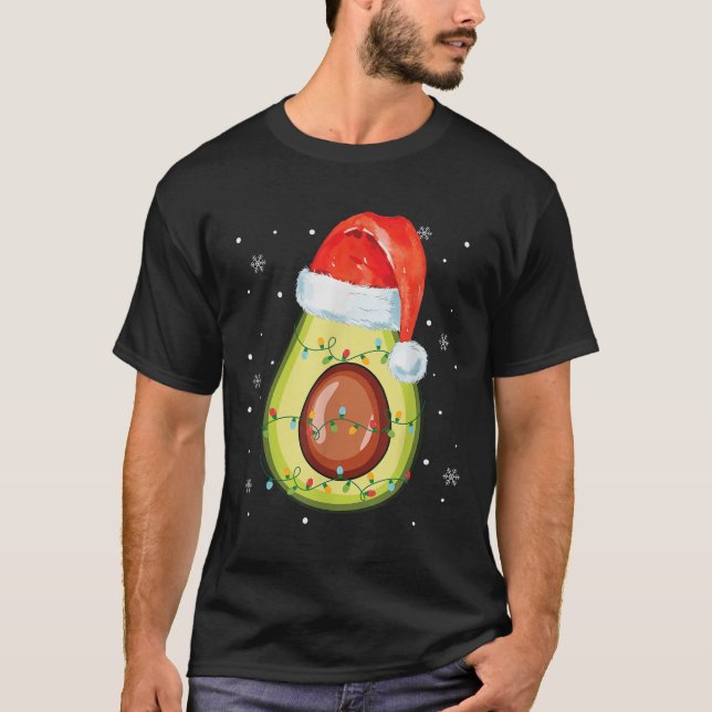 Camiseta Santa Hat Aguacate Feliz Navidad Vegan Pajama (Anverso)