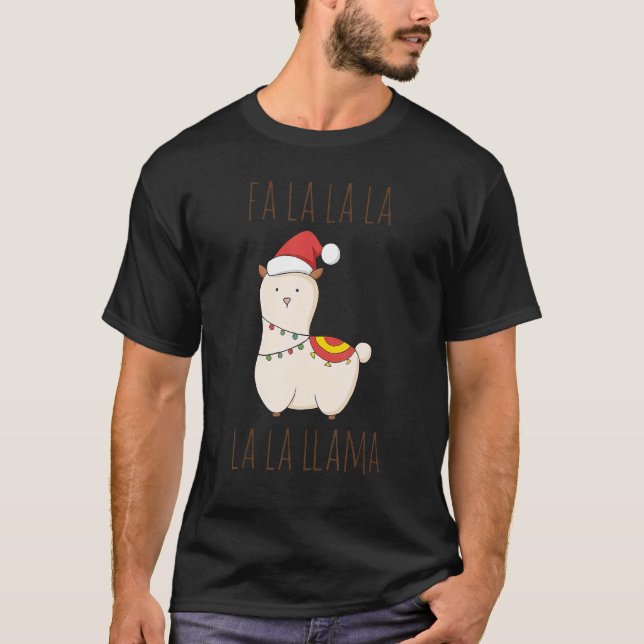 Camiseta Santa Hat Alpaca Christmas Lights Pajamas Family X (Anverso)