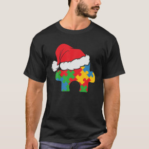 Camiseta Santa Hat Autism Puzzle Navidades Xmas autistas