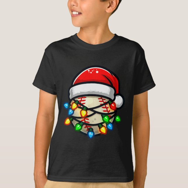 Camiseta Santa Hat Baseball Toddler Kids Christmas Lights X (Anverso)