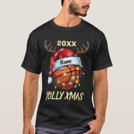 Camiseta Santa Hat Basketball Reindeer Christmas Fun Sport