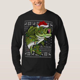 Camiseta Santa Hat Bass Fish Xmas Iluminando a un Cristo fe